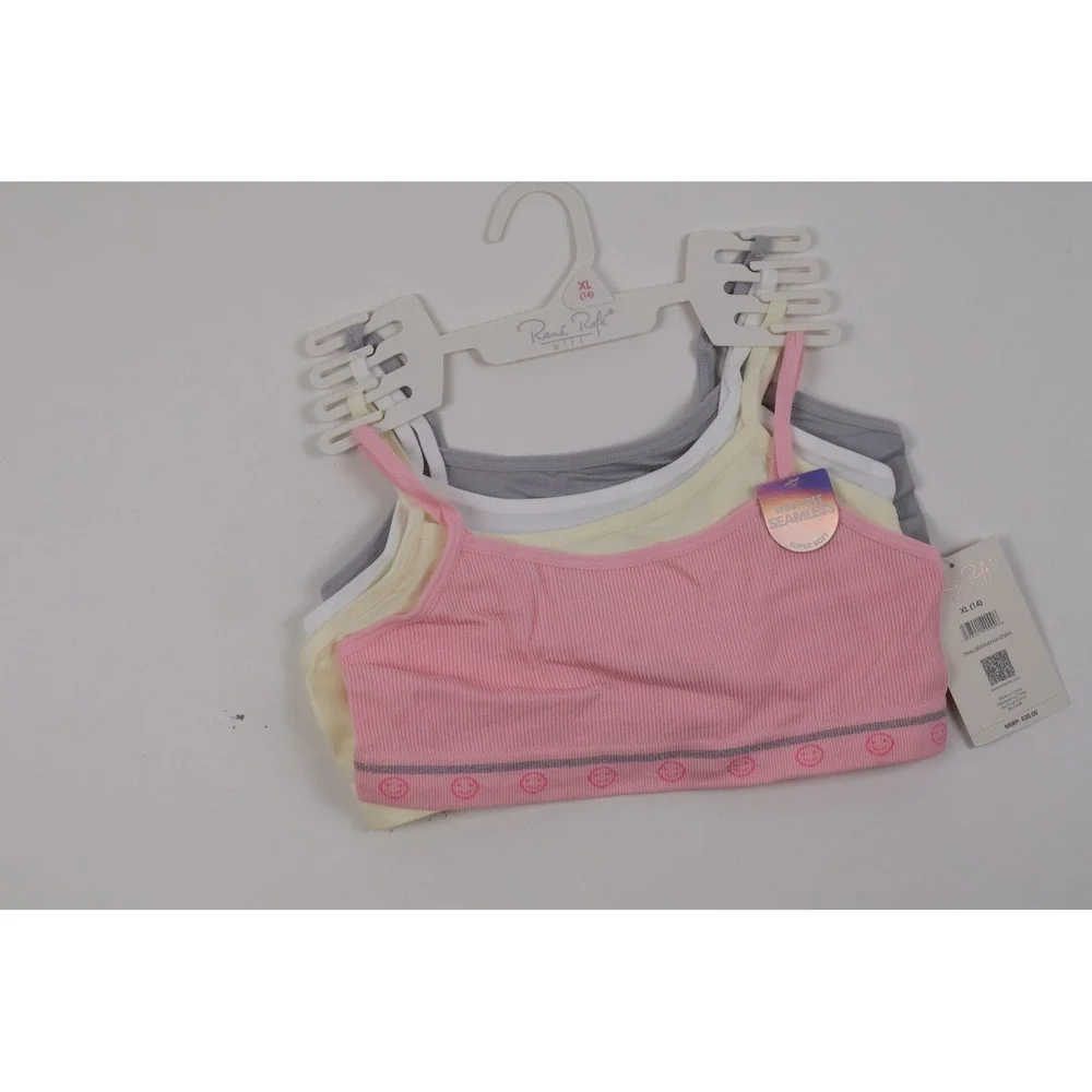 Rene Rofe Bralette 4-Pack Seamless Wire-Free Pink White Yellow Grey XL 14 NWT